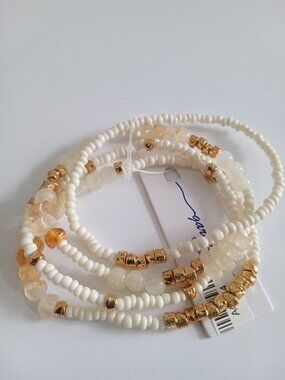 Garden Party 4-strand beaded white/gold bracelets